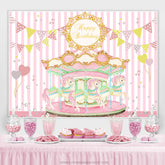 Lofaris Pink Carousel Flags Happy Birthday Backdrop For Girl